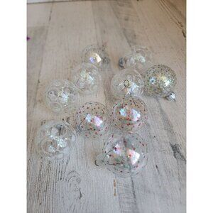 Miniature clear glitter ball ornament Xmas polka dot glass